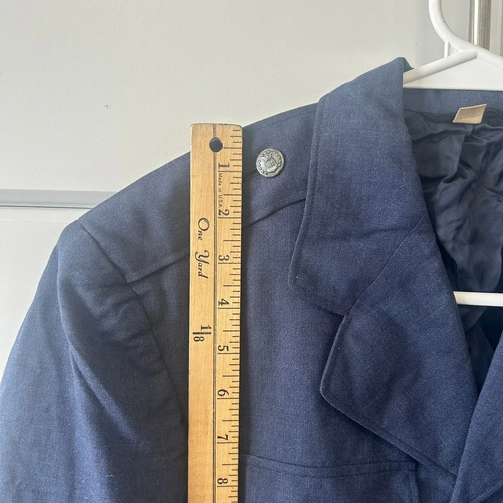 Vintage Navy Blue Military Dress Uniform Jacket Blazer Epaulettes 36R